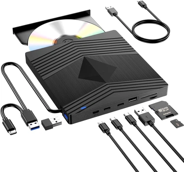 Внешний оптический привод CD DVD для ноутбуков и компьютеров Windows Mac