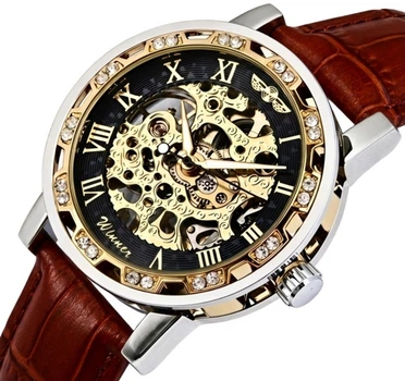Женские часы Winner Naturale Skeleton Leather, 2 ремешка