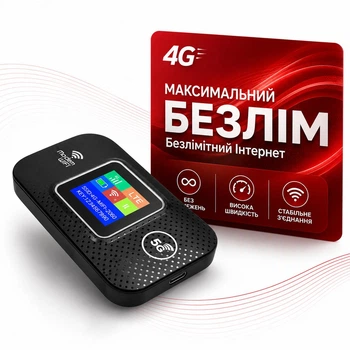 Мобильный интернет-роутер MF688 (4G LTE, Wi-Fi, дисплей, АКБ 3000 мА·ч), Чёрный + безлимитная SIM-карта Vodafone