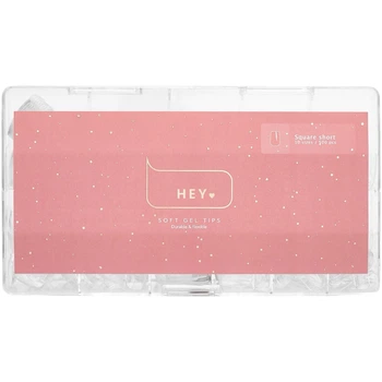 HEYLOVE Gel Tips Square Short Гелеві тіпси для швидкого нарощування короткий квадрат, 500 шт