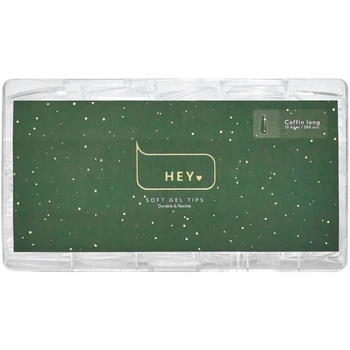 HEYLOVE Gel Tips Coffin Long Гелеві тіпси для швидкого нарощування балерина довга, 500 шт