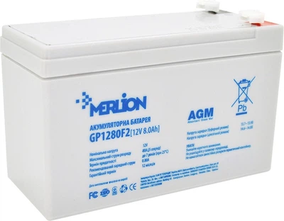 Аккумуляторная батарея Merlion AGM GP1280F2 12 V 8Ah White (YT22464)