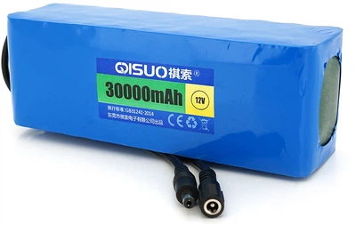 Аккумуляторная батарея QiSuo литиевая 12V 30A с элементами Li-ion 18650 DC5.5x2.1 (YT26123)