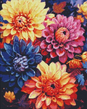 Алмазная мозаика Красочные георгины ©art_selena_ua 40x50 AMO7842 Идейка