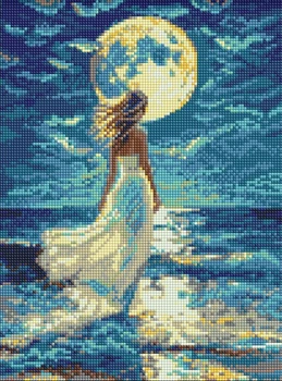 Алмазна мозаїка Дівчина і місяць ©art_selena_ua 30x40 AMO20292 Ідейка