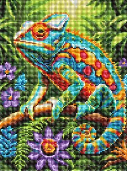 Алмазна мозаїка Барвистий лісовий хамелеон ©art_selena_ua 30x40 AMO20457 Ідейка
