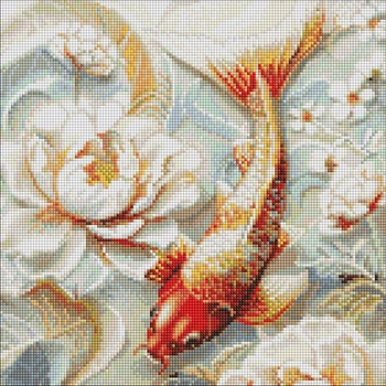 Алмазная мозаика Кои среди цветов ©art_selena_ua 40x40 AMO20240 Идейка