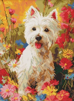 Алмазная мозаика Собачка в цветах ©art_selena_ua 30x40 AMO20299 Идейка