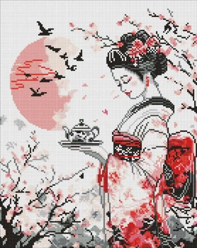 Алмазная мозаика Гейша и чай ©art_selena_ua 40x50 AMO8328 Идейка