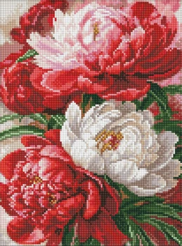 Алмазна мозаїка Багряно біла симфонія півоній ©art_selena_ua 30x40 AMO20536 Ідейка