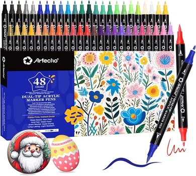 Акриловые маркеры Artecho 48 цветов Dual Tip (кисть + тонкий наконечник)