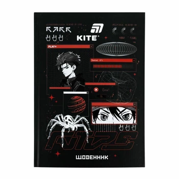 Школьный дневник Kite Red Anime "Аниме" 16.5х23 см твердая обложка черный (K26-262-8)