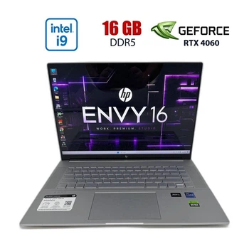 Игровой ноутбук Б-класс HP Envy 16-h1023dx / 16" (2560x1600) IPS / Intel Core i9-13900H (14 (20) ядер по 2.6 - 5.4 GHz) / 16 GB DDR5 / 512 GB SSD / nVidia GeForce RTX 4060, 8 GB GDDR6, 128-bit / WebCam б/у
