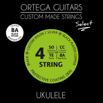 Струны для укулеле баритон Ortega Custom Select Black Nylon UKSBKBA, 24-36