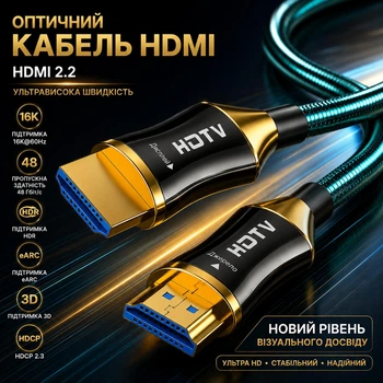 Активный оптоволоконный кабель HDMI 2.2 AOC на 16K/60Hz 96 Гбит/с Stone переходник адаптер (ST-AOC16KA-10M)