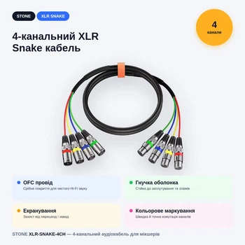 4-канальний XLR Snake кабель тато-мама, Hi-Fi OFC, кольорове маркування