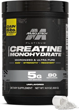Креатин MuscleTech Platinum Pure Creatine Monohydrate Micronized Unflavored, 400 г без смаку (Канада), креатин моногідрат мікронізований