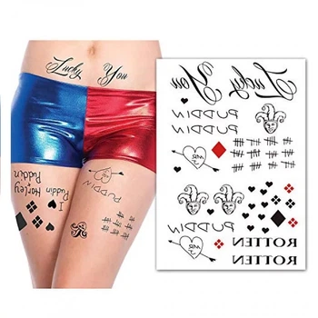 Тимчасові тату Harley Quinn “Lucky you” стиль Suicide Squad, формат А4 (20×29 см)