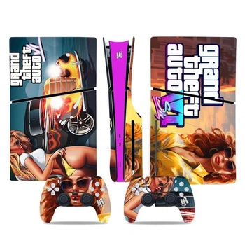Комплект наклеек GTA VI SIX для Playstation 5 SLIM DE / PS5 Slim Disk Edition