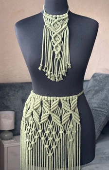 Жіноча плетена припинда з намистом Poruch Коріння оливковий (DIPRYPKORNAMOBOL)