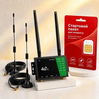 4G роутер 210B-E с LAN-портом, усиленным Wi-Fi сигналом и двумя 4G антеннами + симкарта Водафон