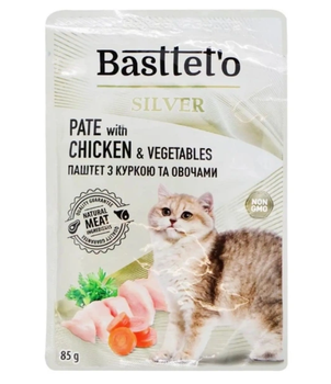 Корм влажный для котов паштет - с курицей и овощами д/п Bastteto 85 г