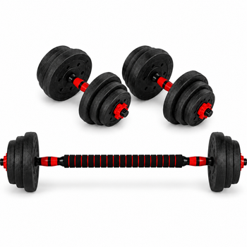 Гантелі композитні зі Штангою Champion X-venum 2шт 40см 10.5 кг Чорно-Червоний