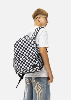 Універсальний підлітковий рюкзак Sambag Brix Junior для міста та навчання з оксфорду з принтом Шахи Чорно-білий