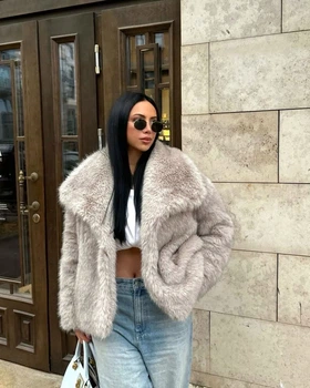 Шуба укороченная - Classyme - XS - Кремовый - (22sh)