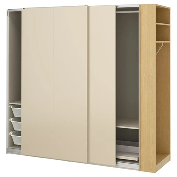 Шафа з розсувними дверима, колір тауп/дуб, 220x66x201 см PAX/HASVIK IKEA 596.071.10