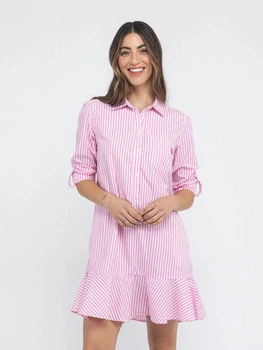 Платье-рубашка короткое летнее женское U.S. Polo Assn 216617-GA00A(COSMO PINK) L Розовое (786662314302)