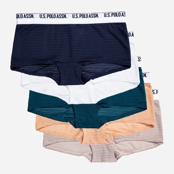 Набор трусиков шорты женских U.S. Polo Assn 5PKBL756-0000A M 5 шт Темный синий/Белый/Бежевый/Темный бирюзовый (657784470224)