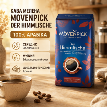 Кофе молотый Movenpick Der Himmlische 100% арабика 510 г средняя обжарка немецкая ароматная шоколадно ореховая для заваривания в турке френч печати