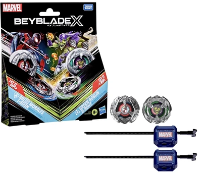 Набор волчков Hasbro Beyblade X Marvel Miles Morales 1-60GN против Green Goblin 9-80HT (G0486) (5010996305725)