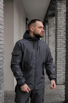 Мужская куртка Softshell демисезонная без флиса водостойкая Easy Intruder 4XL Серая