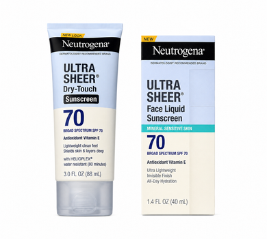 Набор солнцезащитных средств Neutrogena Ultra Sheer SPF 70 (лосьон для тела 88 мл и флюид для лица 40 мл)