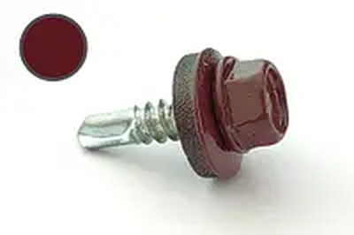 Покрівельний саморіз Apro RAL 3005 4,8*19 із свердлом по металу пач 50 шт винно-червоний