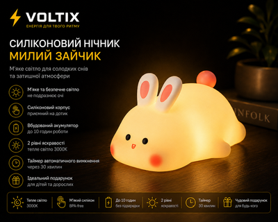 Светильник HOCO HX16 2W. 1200 mAh. Silicone lamp Rabbit