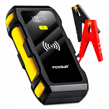 Пусковое устройство бустер Foxsur FJS-800 1200A 12V с беспроводной зарядкой 10W для авто