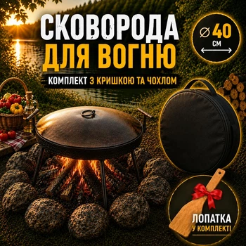 Мангал сковорода из диска Steel сковорода для мангала на ножках 40 см сковорода мангал с крышкой для пикника чёрная металлическая + чехол для хранения