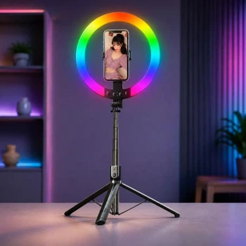 Монопод-трипод Pro Series P100 с LED лампой RGB 1.9m и Bluetooth Пультом-ДУ (md-17890)