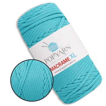 Шнур для макраме Popyarn Macrame XL, Блакитний №470, 250 г / 125 м, 100% поліпропілен - для в'язання сумок, килимків, кошиків, панно, декору