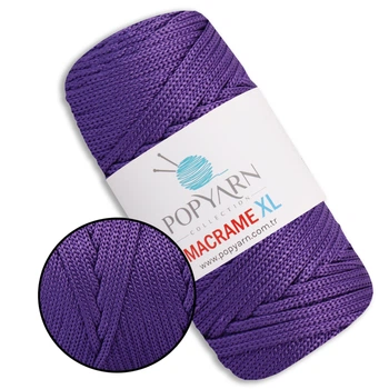 Шнур для макраме Popyarn Macrame XL, Фіолет №438, 250 г / 125 м, 100% поліпропілен - для в'язання сумок, килимків, кошиків, панно, декору