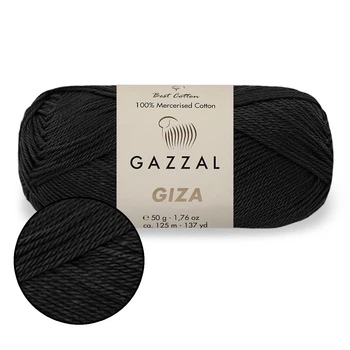 Пряжа Gazzal Giza (Газал Гиза) Черный №2457, 100% мерсеризованный хлопок, 50 г / 125 м, летняя пряжа, хлопок для вязания крючком и спицами