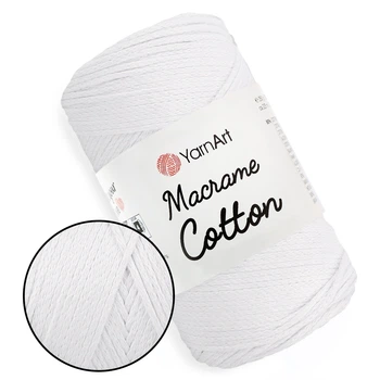 YarnArt Macrame Cotton, Белый №751 - хлопковый шнур 250 г / 225 м для макраме, вязания сумок, кашпо, аксессуаров