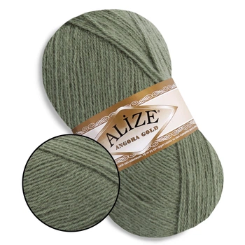 Alize Angora Gold, Зеленый миндаль №180 – тонкая пряжа с ангорой, 100 г/550 м, акрил 80% / шерсть 20% - для вязания свитеров, шарфов, шалей