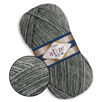 Alize Angora Real 40, Грифельный №182 - тонкая полушерстяная пряжа 100 г / 430 м, 40% шерсть / 60% акрил, для шапок, снудов, кардиганов