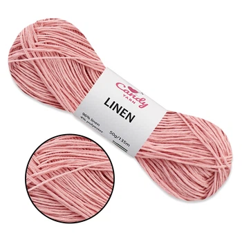 Candy-Yarn Linen, Пудра №15 - 96% лен/4% полиэстер, 50 г/135 м, натуральная летняя пряжа для топов, туник, одежды и аксессуаров