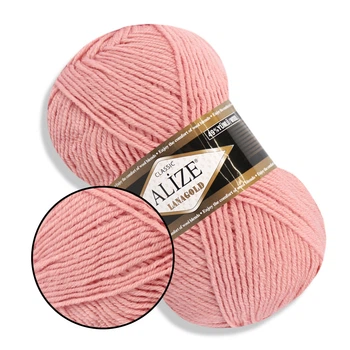 Alize Lana Gold, Пудра №161 - полушерстяная пряжа средней толщины, 100 г / 240 м, 49% шерсть / 51% акрил, для теплых изделий (Ализе Лана Голд)