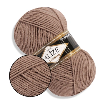 Alize Lana Gold, Кофе с молоком №584 - полушерстяная пряжа средней толщины, 100 г / 240 м, 49% шерсть / 51% акрил, для теплых изделий (Ализе Лана Гол
